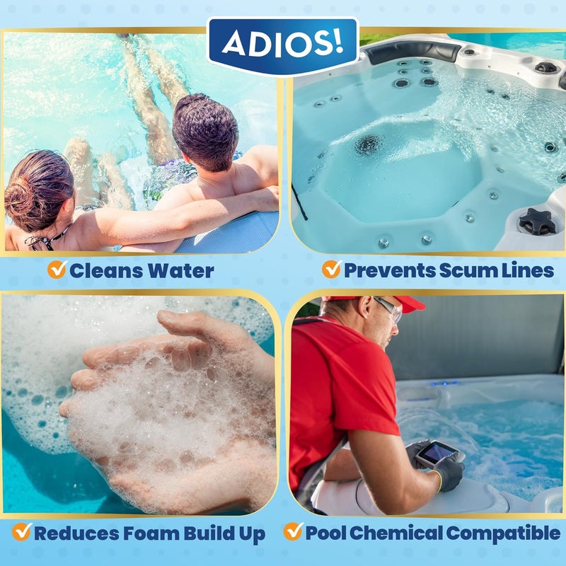 ADIOS! 3-in-1 Spa Cleaner - Clarifies Water, Stops Scum and Removes Foam, Works with Chlorine and Bromine 16oz - Image 4